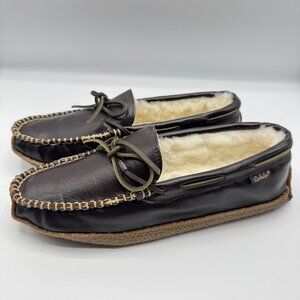 Cabelas Mens Kangaroo Leather Moc Loafer Brown Size 9W Indoor Outdoor Slippers